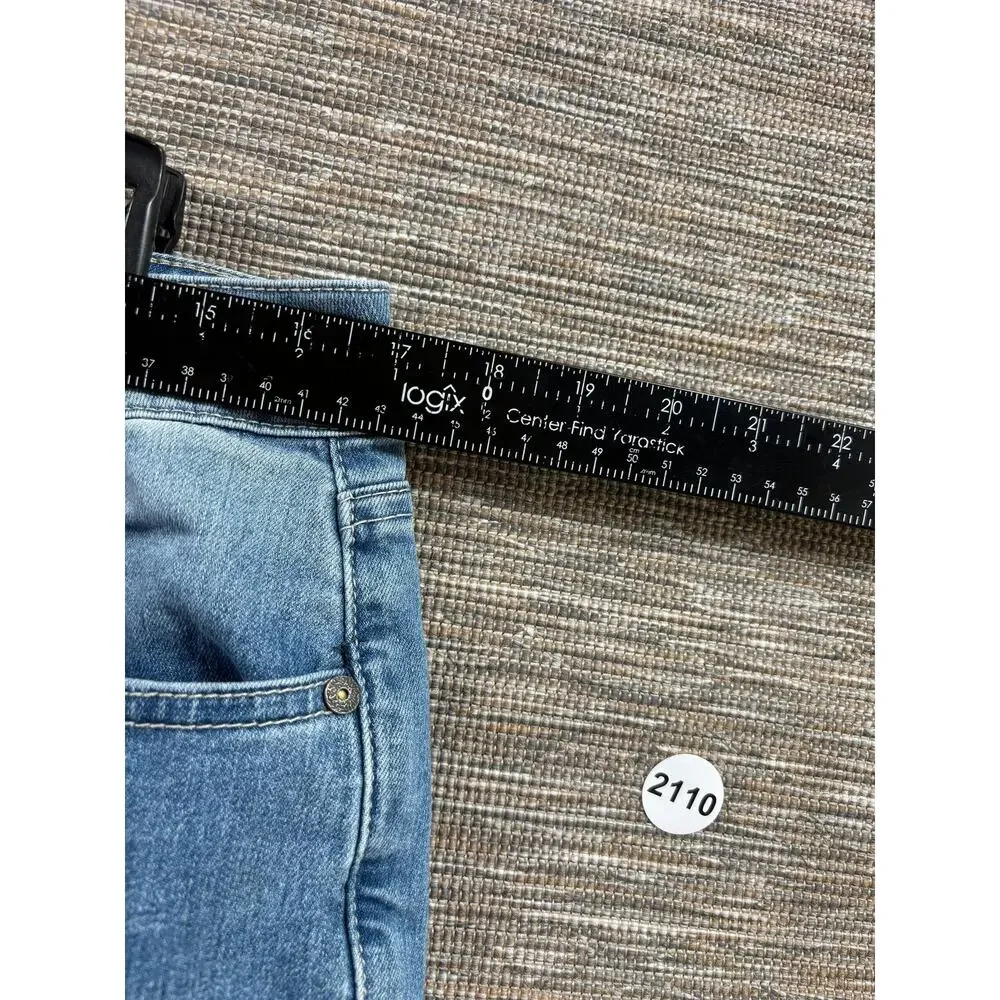 A.n.a A New Approach Jeans Womens 12 Blue Mid Rise Straight Stretch Embroidered - Picture 5 of 7